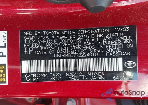 2024 Toyota Corolla Se from USA, damaged, VIN JTND4MBE7R3224010